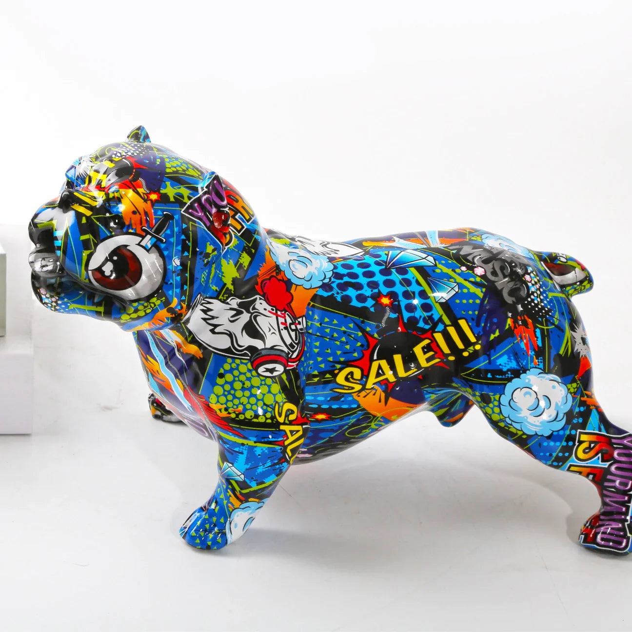 American Bully Graffiti Painted Dog Statue