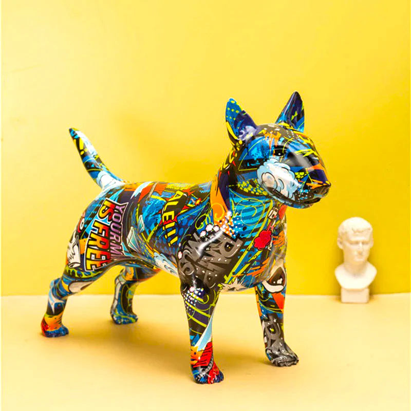Bull Terrier Nordic Painted Dog Statue