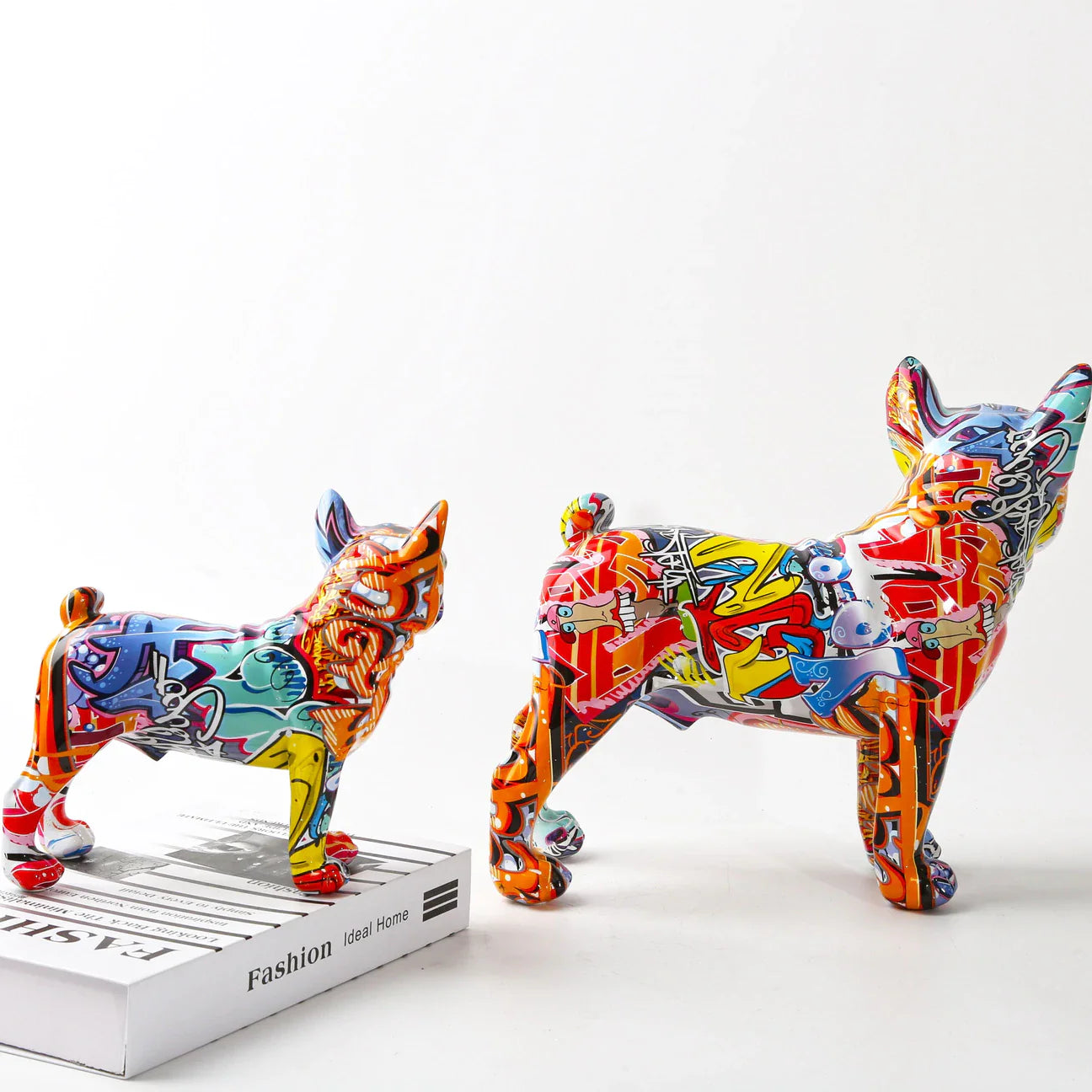 French Bulldog Graffiti Painted Dog Statue