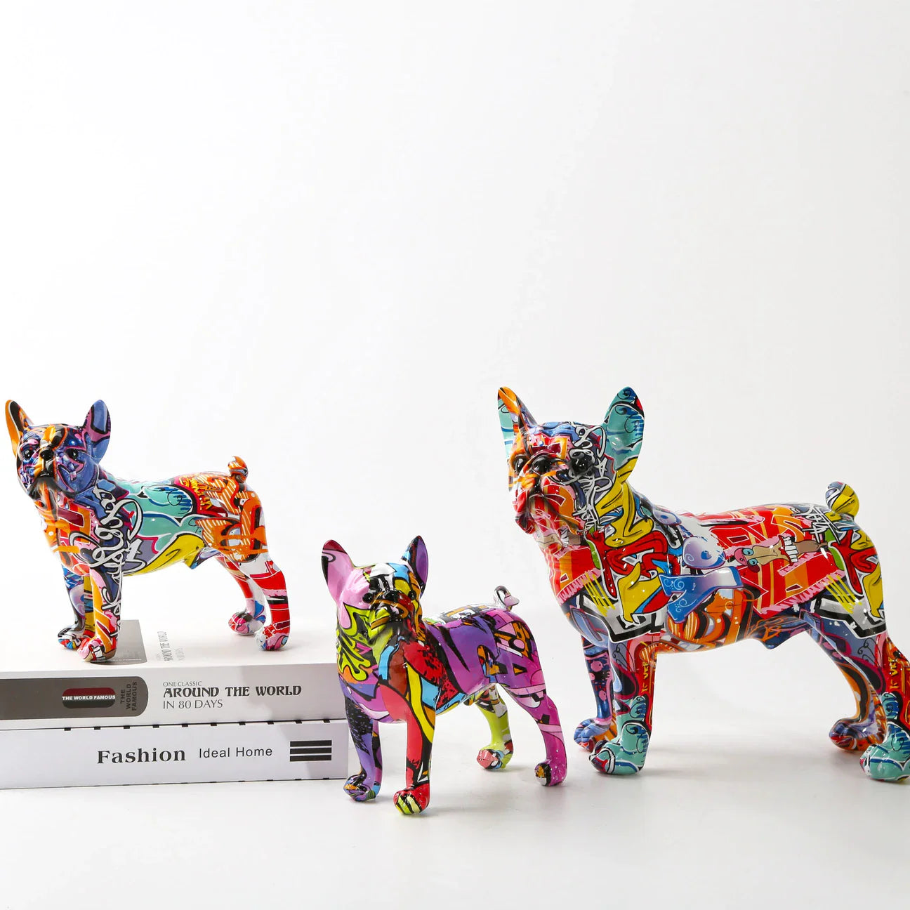 French Bulldog Graffiti Painted Dog Statue