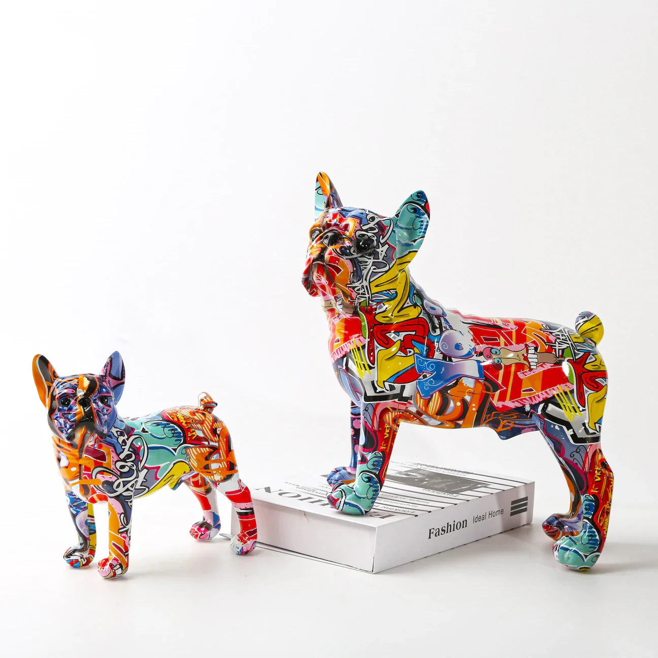 French Bulldog Graffiti Painted Dog Statue