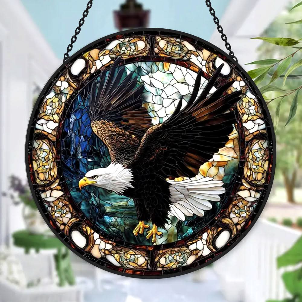 Eagle Flight Stained Glass Suncatcher