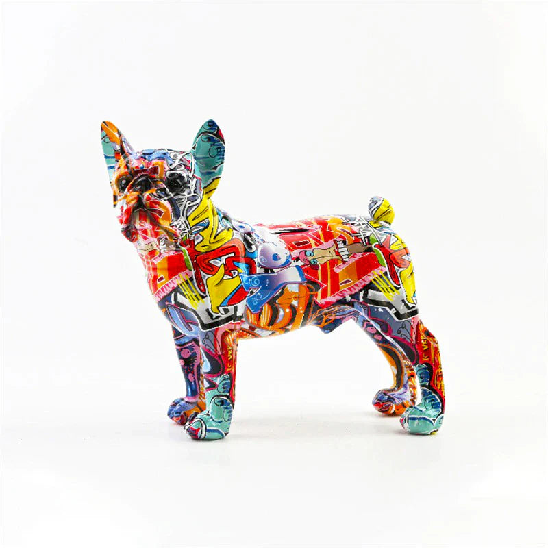 French Bulldog Graffiti Painted Dog Statue