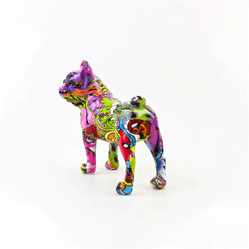 French Bulldog Graffiti Painted Dog Statue