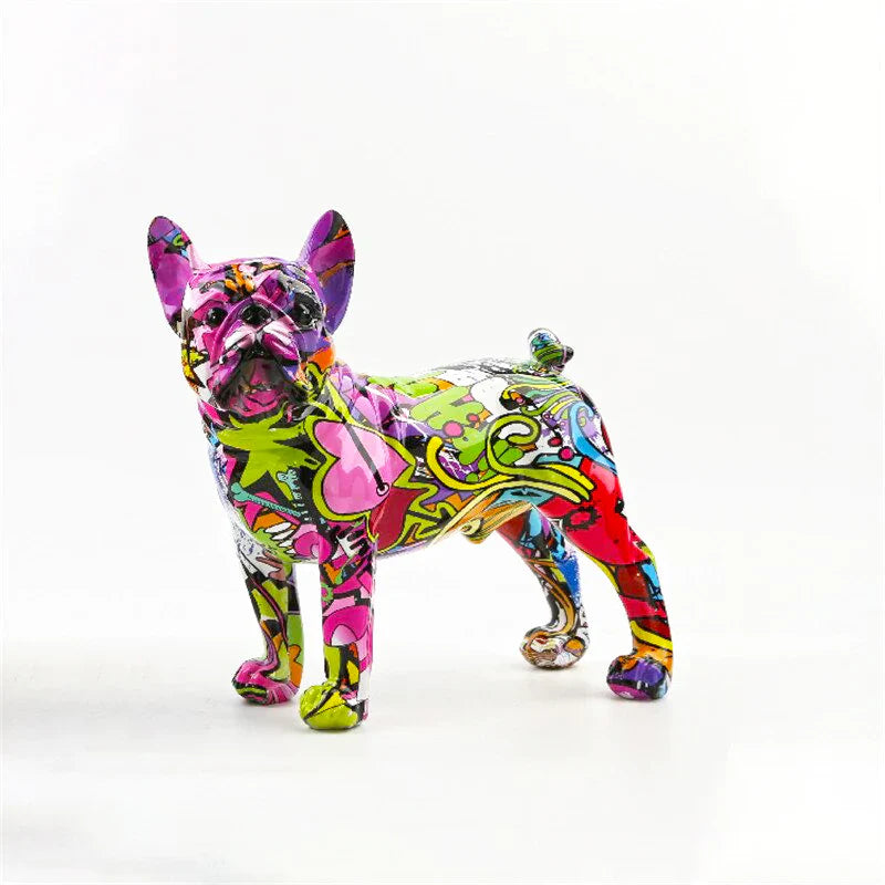 French Bulldog Graffiti Painted Dog Statue