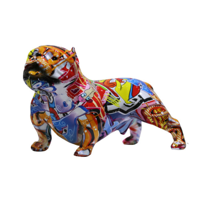 American Bully Graffiti Painted Dog Statue