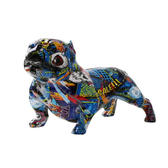 American Bully Graffiti Painted Dog Statue