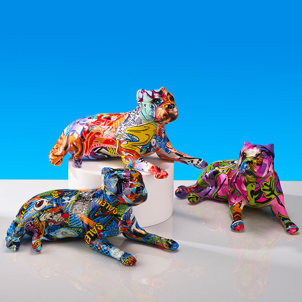 Pit Bull Graffiti Painted Dog Statue