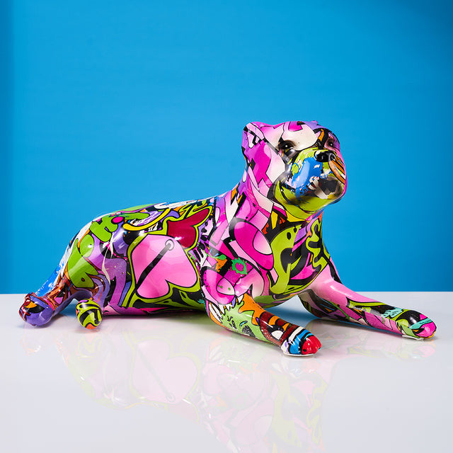 Pit Bull Graffiti Painted Dog Statue