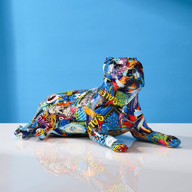 Pit Bull Graffiti Painted Dog Statue
