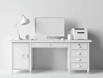 Schreibtisch-Holzwerkstoff-168x68x74 cm-Weiß-klassischer Stil-Bambooupyard