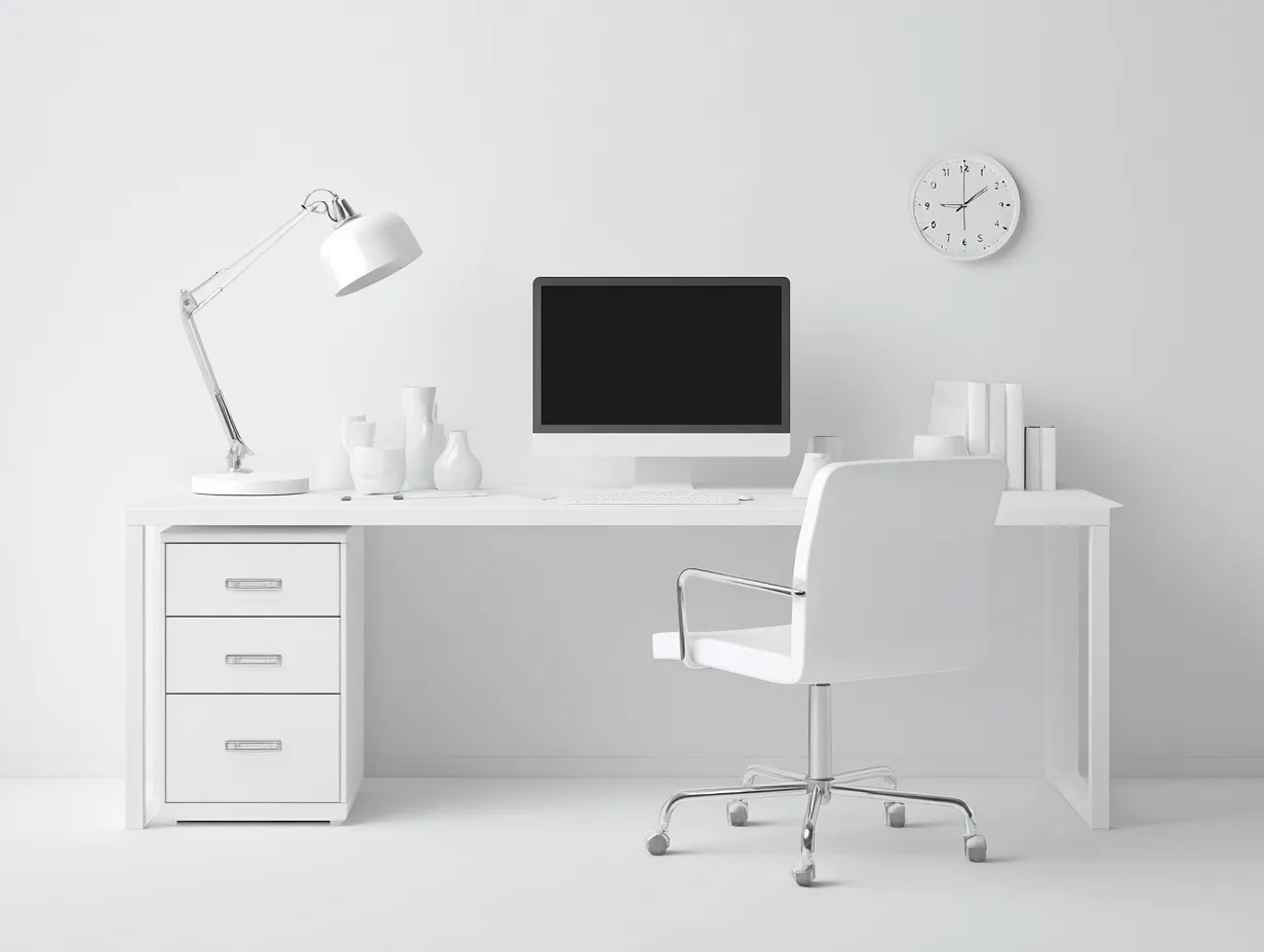 Schreibtisch-Holzwerkstoff-180x70x75 cm-Weiß-moderner Stil-Bambooupyard