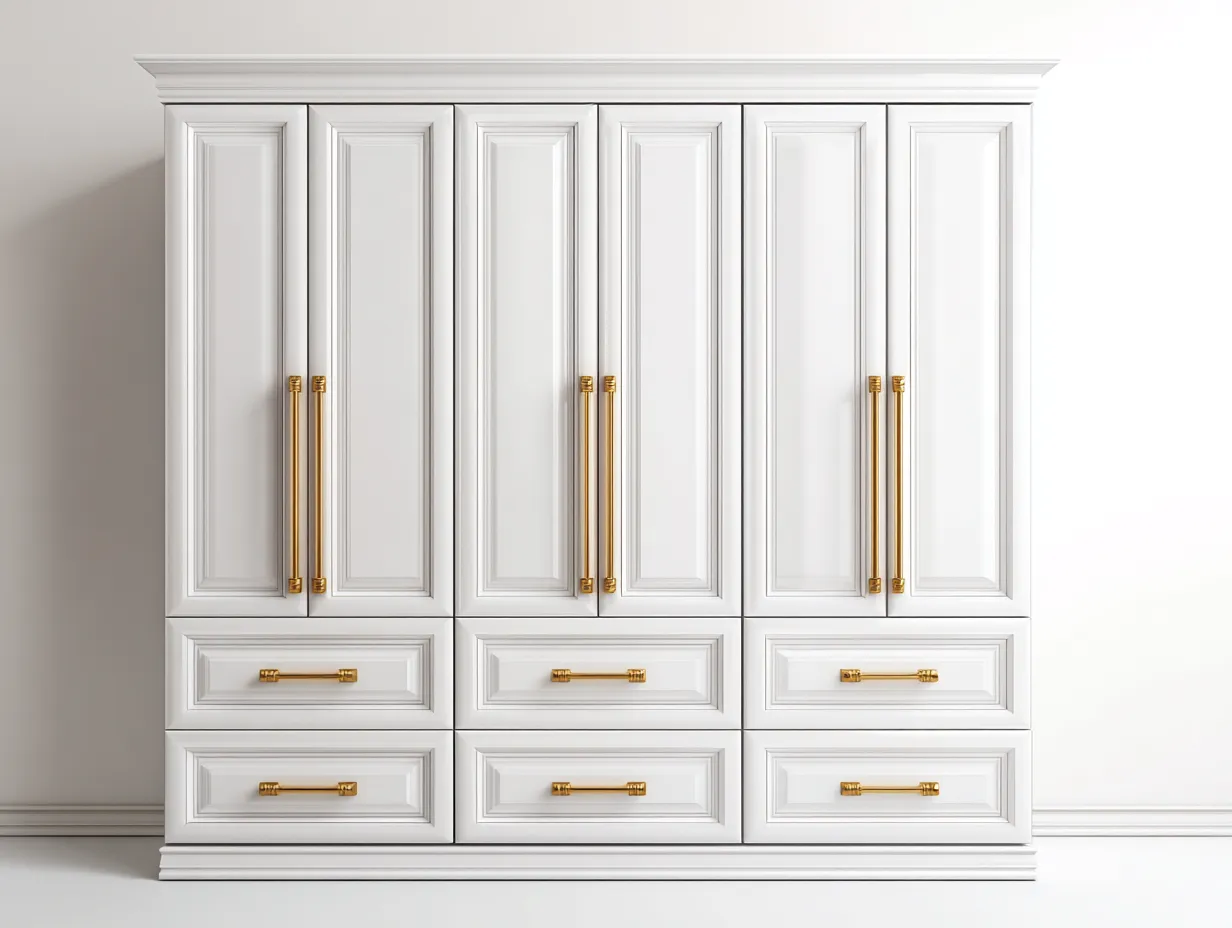 Kleiderschrank-Holz-240x60x220 cm-weiß-klassisches Design-Bambooupyard