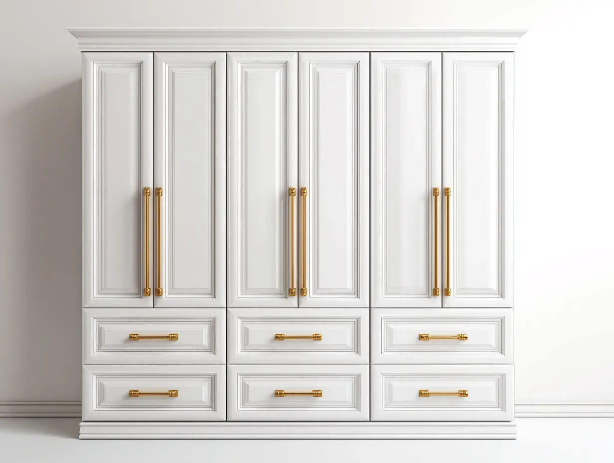 Kleiderschrank-Holz-240x60x220 cm-weiß-klassisches Design-Bambooupyard