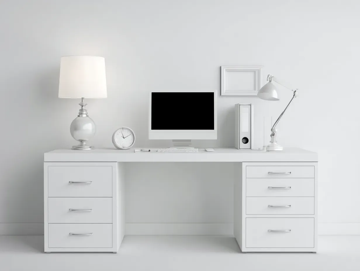 Schreibtisch-Holzwerkstoff-176x72x75 cm-Weiß-klassischer Stil-Bambooupyard