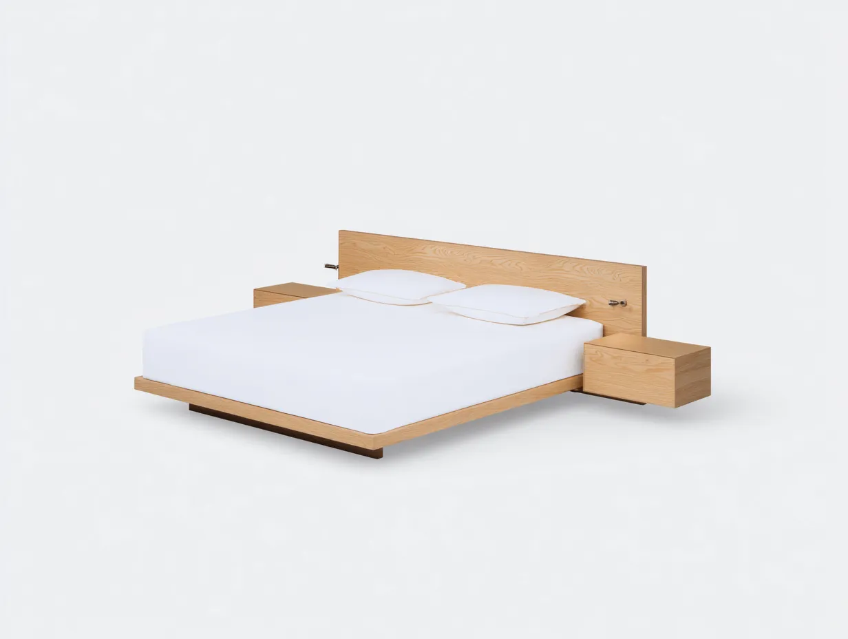 Doppelbett-Holz-208x188x92 cm-natur-minimalistischer Stil-Bambooupyard