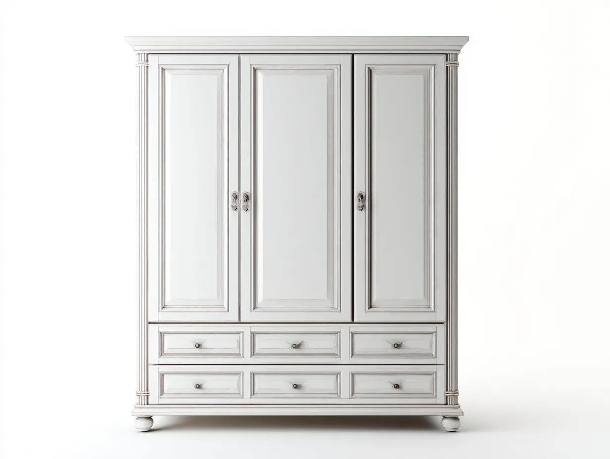 Kleiderschrank-Holz-180x60x220 cm-weiß-klassisches Design-Bambooupyard