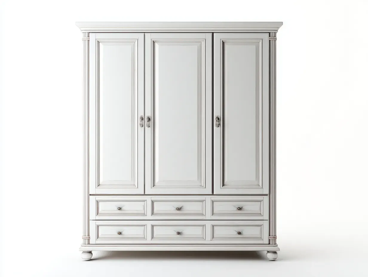 Kleiderschrank-Holz-180x60x220 cm-weiß-klassisches Design-Bambooupyard