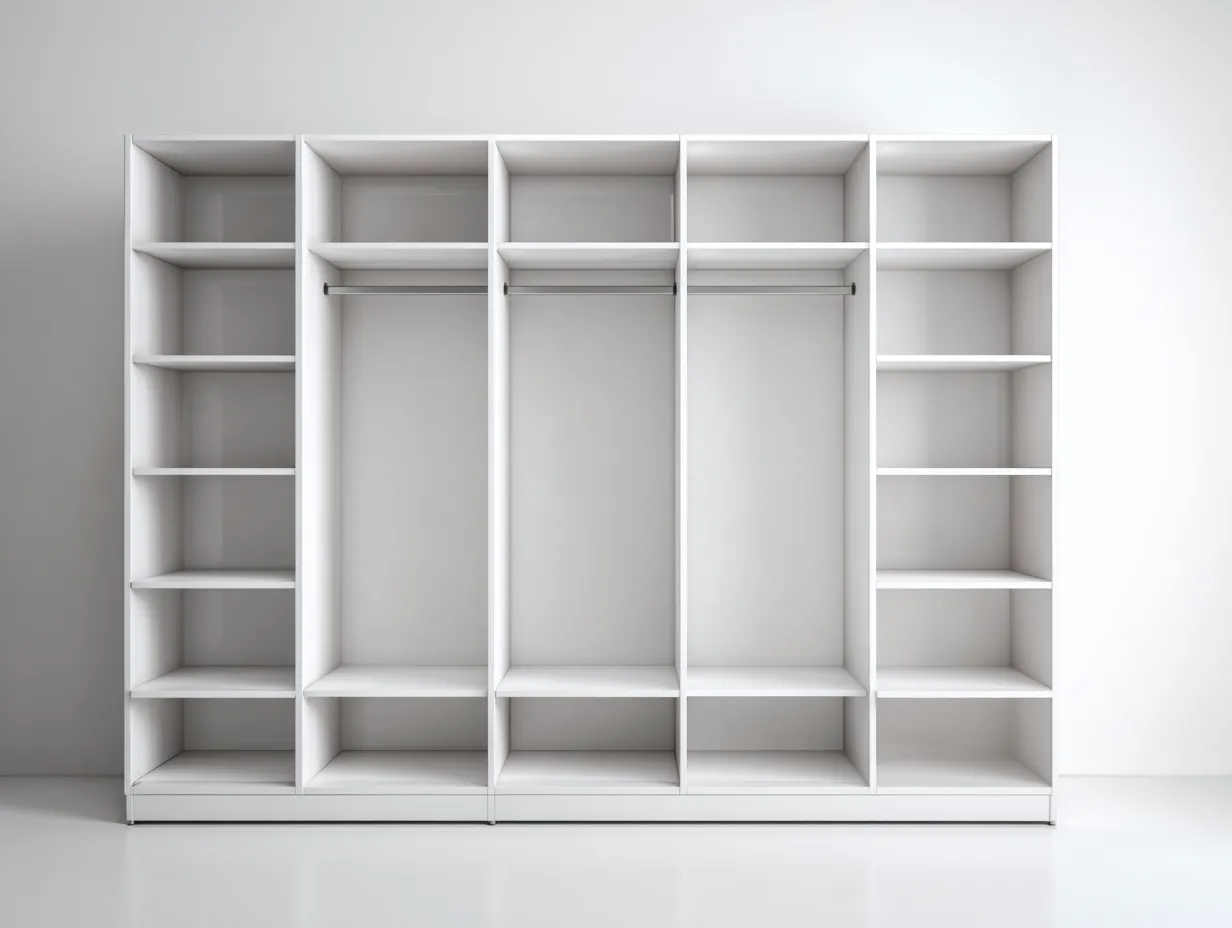 Kleiderschrank-Holz-Spanplatte-240x60x205 cm-Weiß-moderner Stil-Bambooupyard