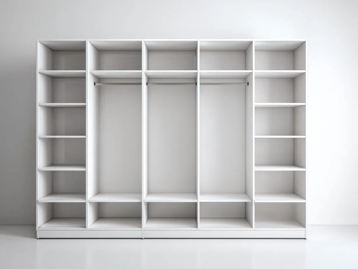 Kleiderschrank-Holz-Spanplatte-240x60x205 cm-Weiß-moderner Stil-Bambooupyard