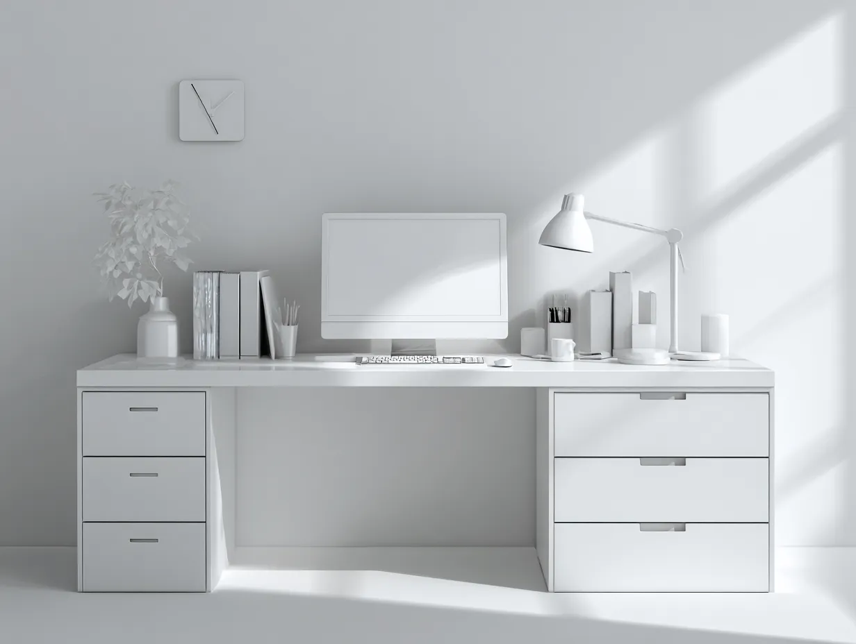 Schreibtisch-Holzwerkstoff-158x68x74 cm-Weiß-moderner Stil-Bambooupyard