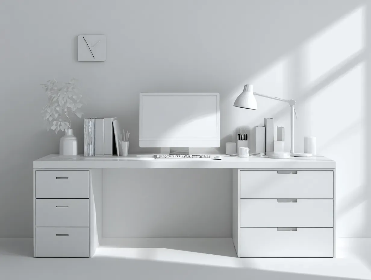 Schreibtisch-Holzwerkstoff-158x68x74 cm-Weiß-moderner Stil-Bambooupyard