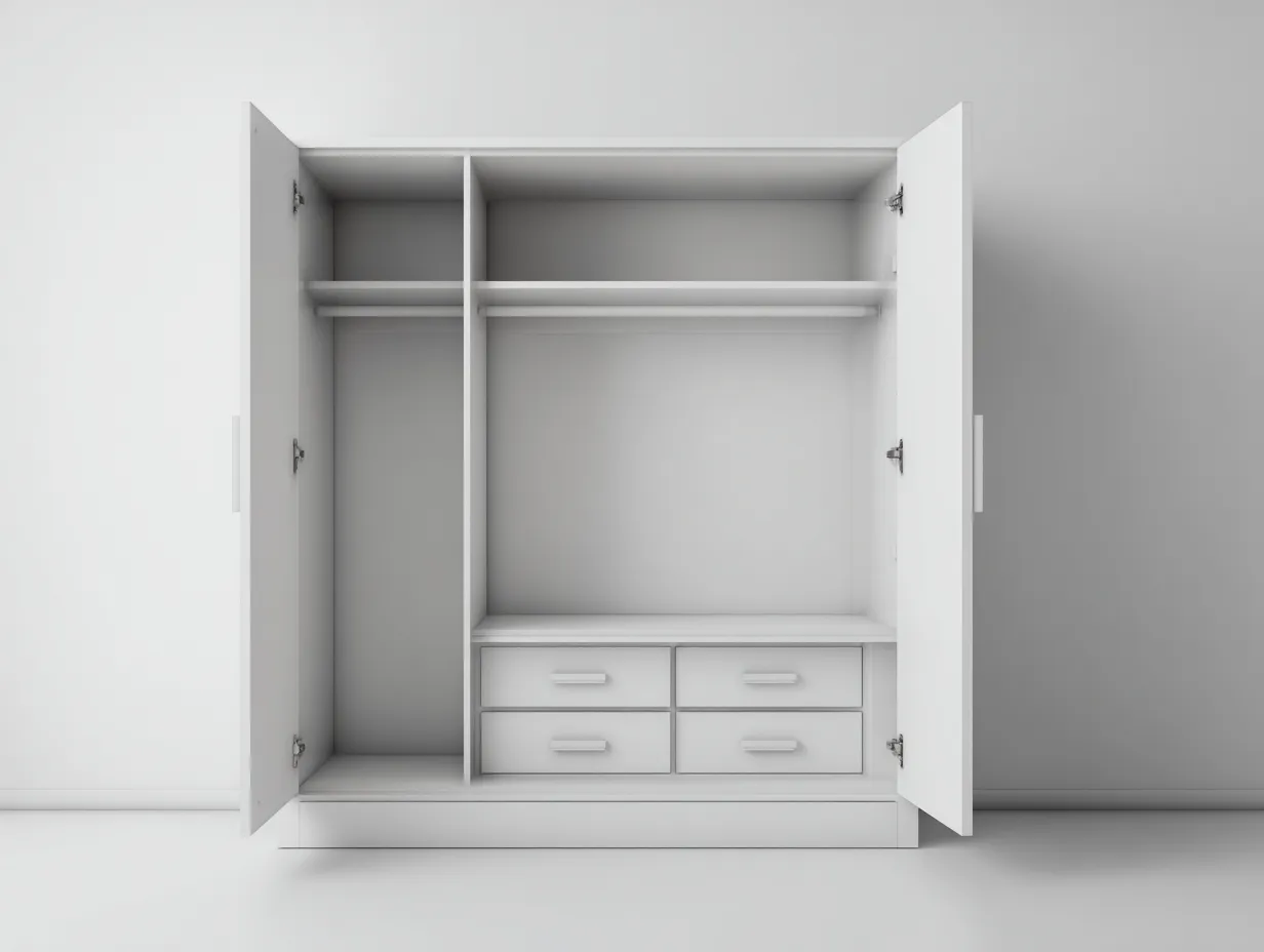 Kleiderschrank-Holz-Spanplatte-121x56x201 cm-Weiß-moderner Stil-Bambooupyard