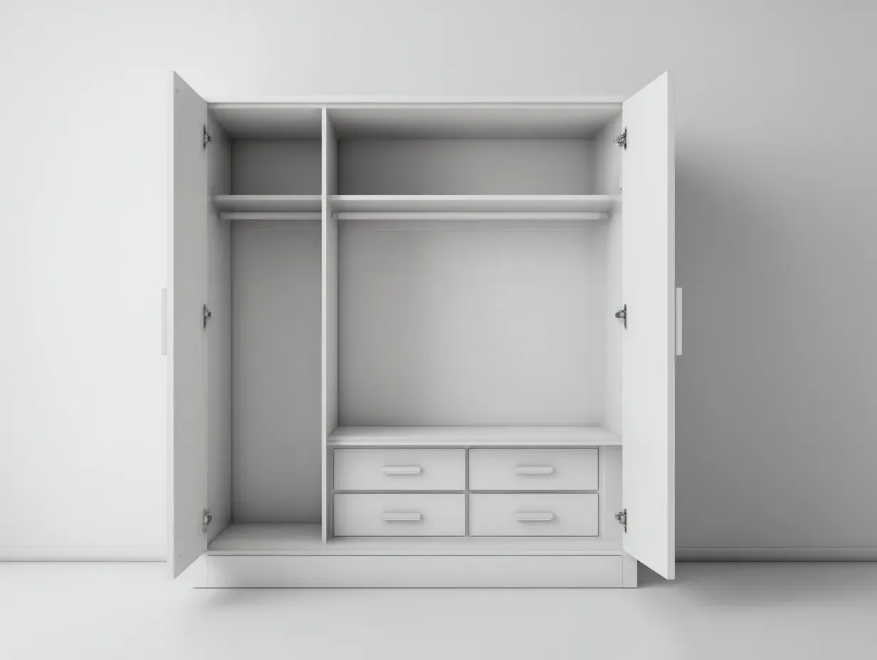 Kleiderschrank-Holz-Spanplatte-121x56x201 cm-Weiß-moderner Stil-Bambooupyard