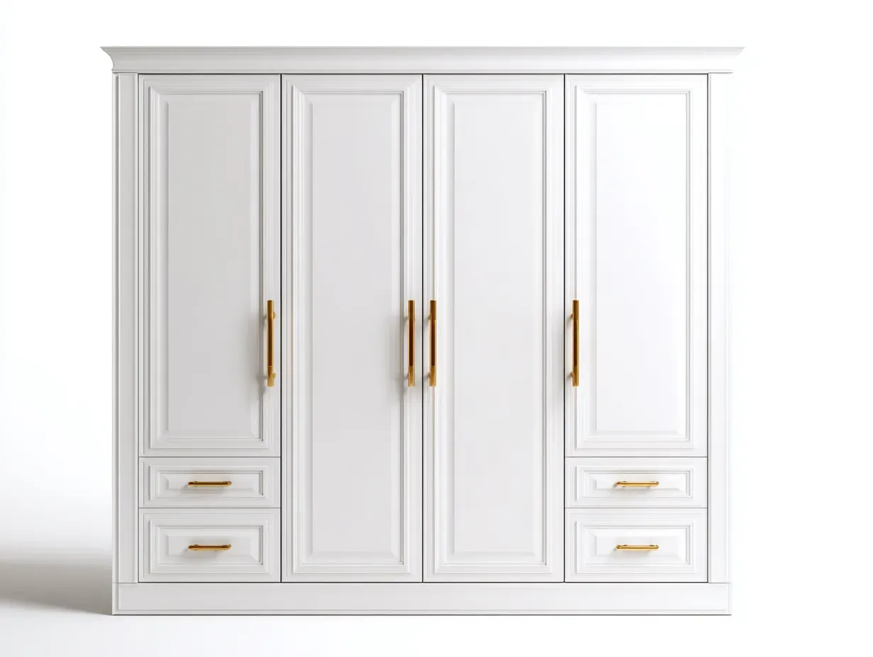 Kleiderschrank-Holz-Metall-260x62x225 cm-weiß-klassisches Design-Bambooupyard