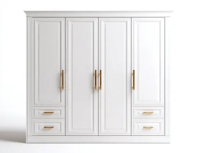 Kleiderschrank-Holz-Metall-260x62x225 cm-weiß-klassisches Design-Bambooupyard