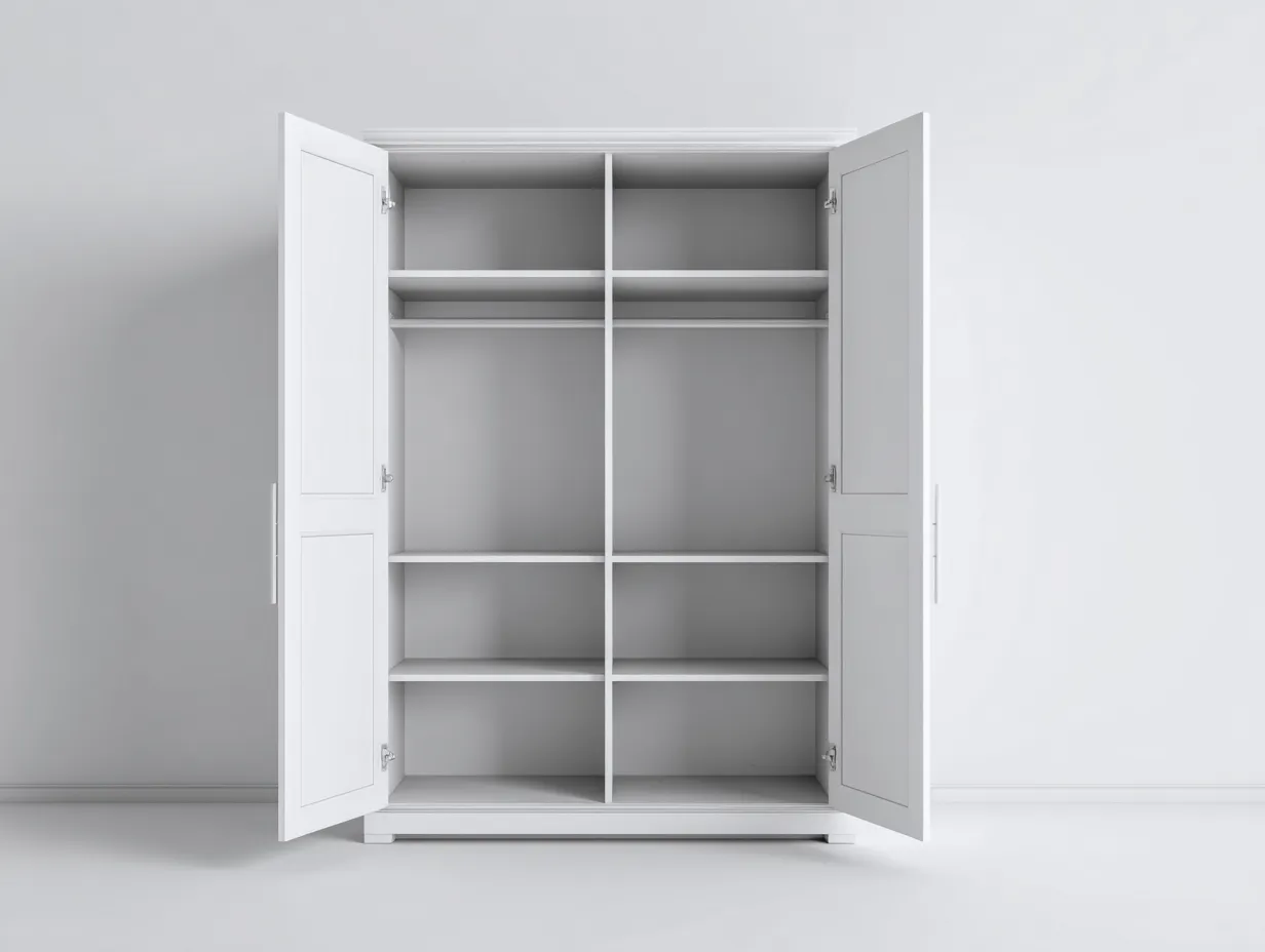 Kleiderschrank-Holz-Spanplatte-138x58x202 cm-Weiß-klassisch moderner Stil-Bambooupyard