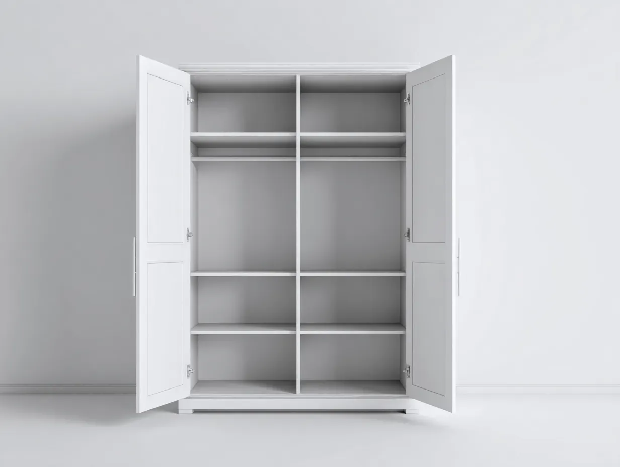 Kleiderschrank-Holz-Spanplatte-138x58x202 cm-Weiß-klassisch moderner Stil-Bambooupyard