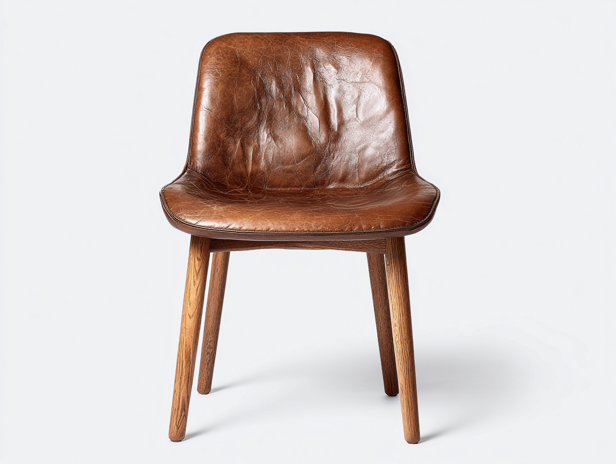 Sedia da pranzo in pelle e legno 45x52x82cm - Marrone - Stile classico contemporaneo-Cottagobay