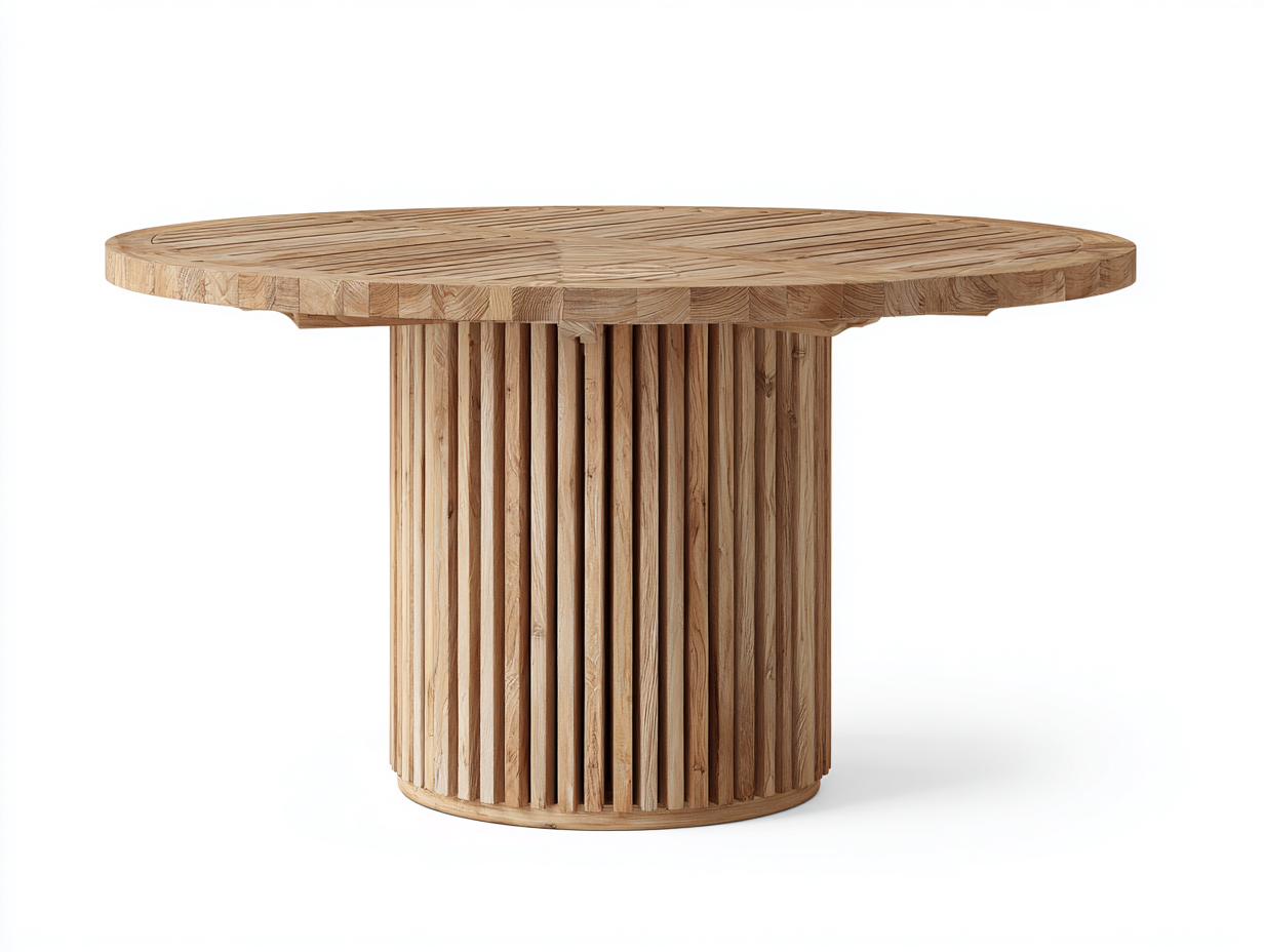 Tavolo da giardino rotondo in legno 130x130x76 cm - marrone - stile naturale-Cottagobay