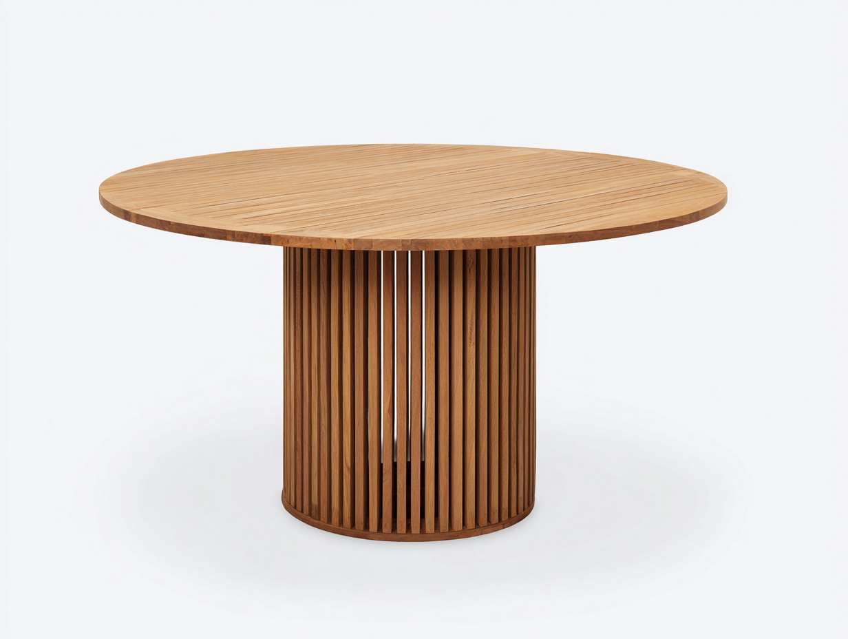 Tavolo da giardino rotondo in legno 140x140x75cm - Marrone - Stile naturale contemporaneo-Cottagobay