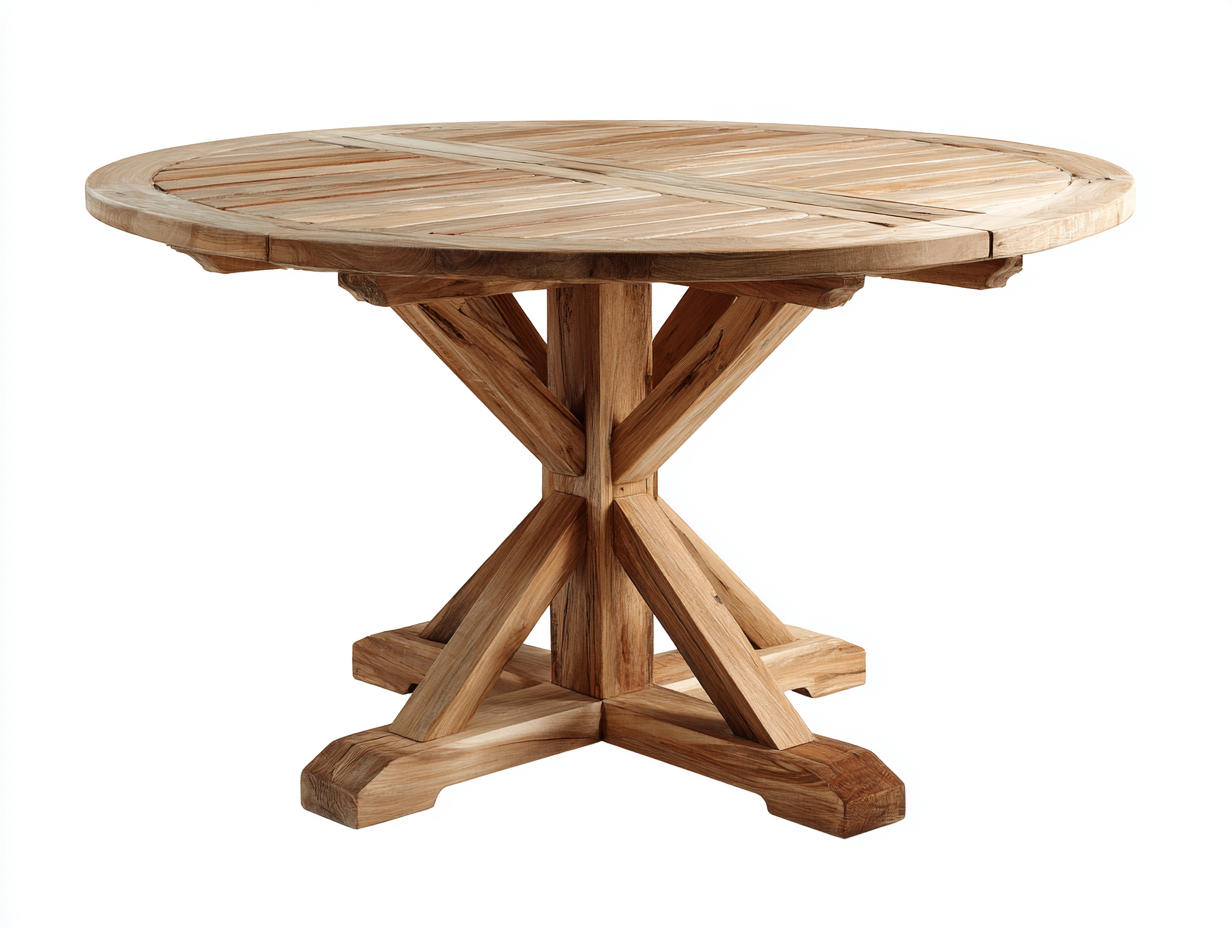 Tavolo da giardino rotondo in legno 120x120x75cm - Marrone - Stile naturale rustico-Cottagobay