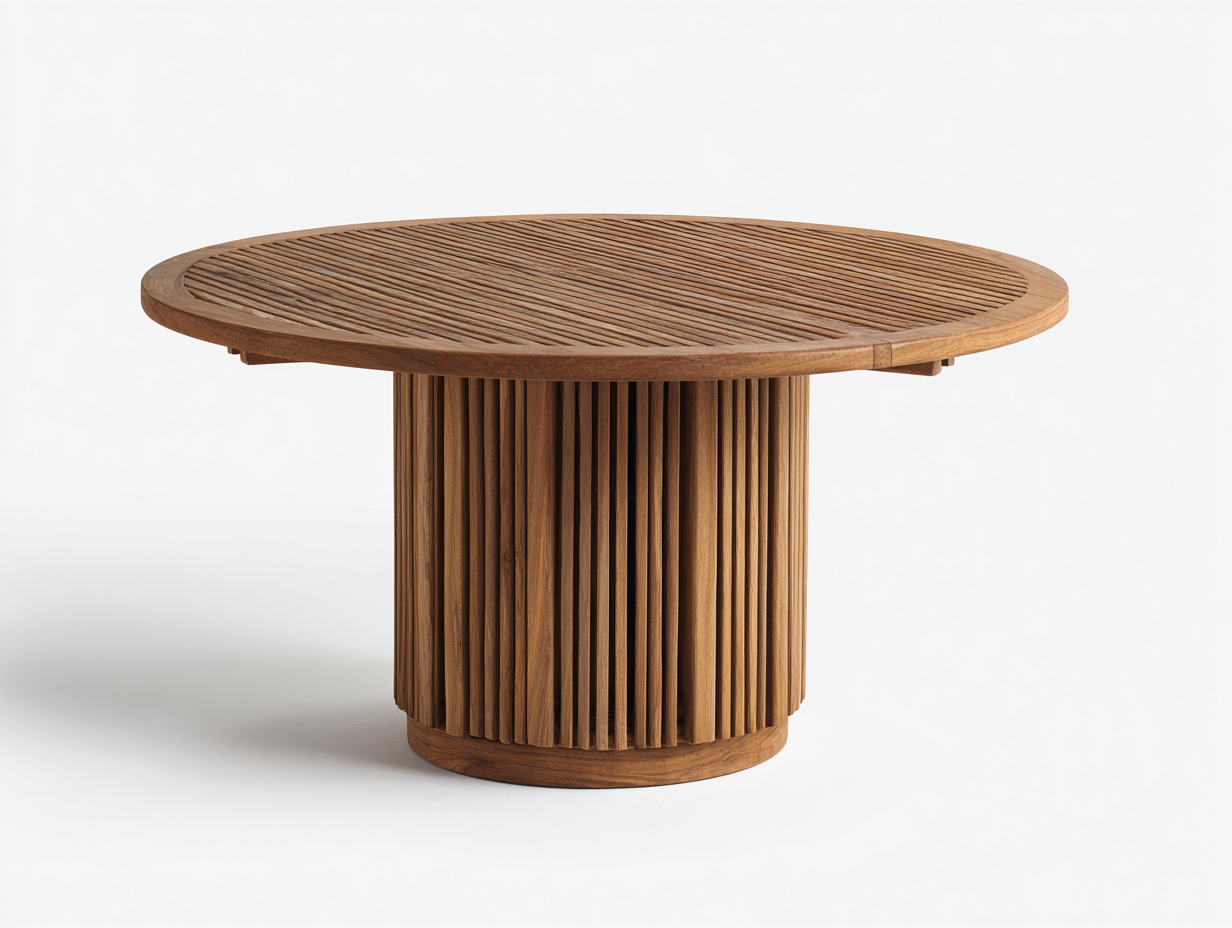 Tavolo da giardino rotondo in legno 120x120x75 cm - marrone - design naturale-Cottagobay