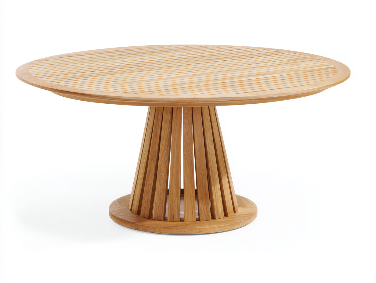 Tavolo da giardino rotondo in legno 120x120x75 cm - marrone - design naturale per esterno-Cottagobay