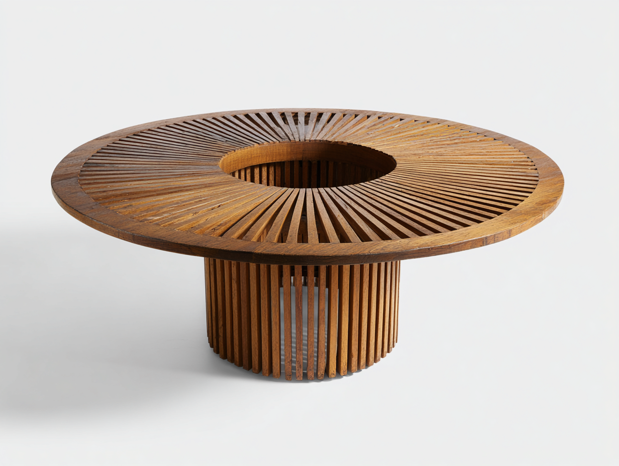 Tavolo da giardino rotondo in legno 140x140x75 cm - marrone - design naturale per esterno-Cottagobay