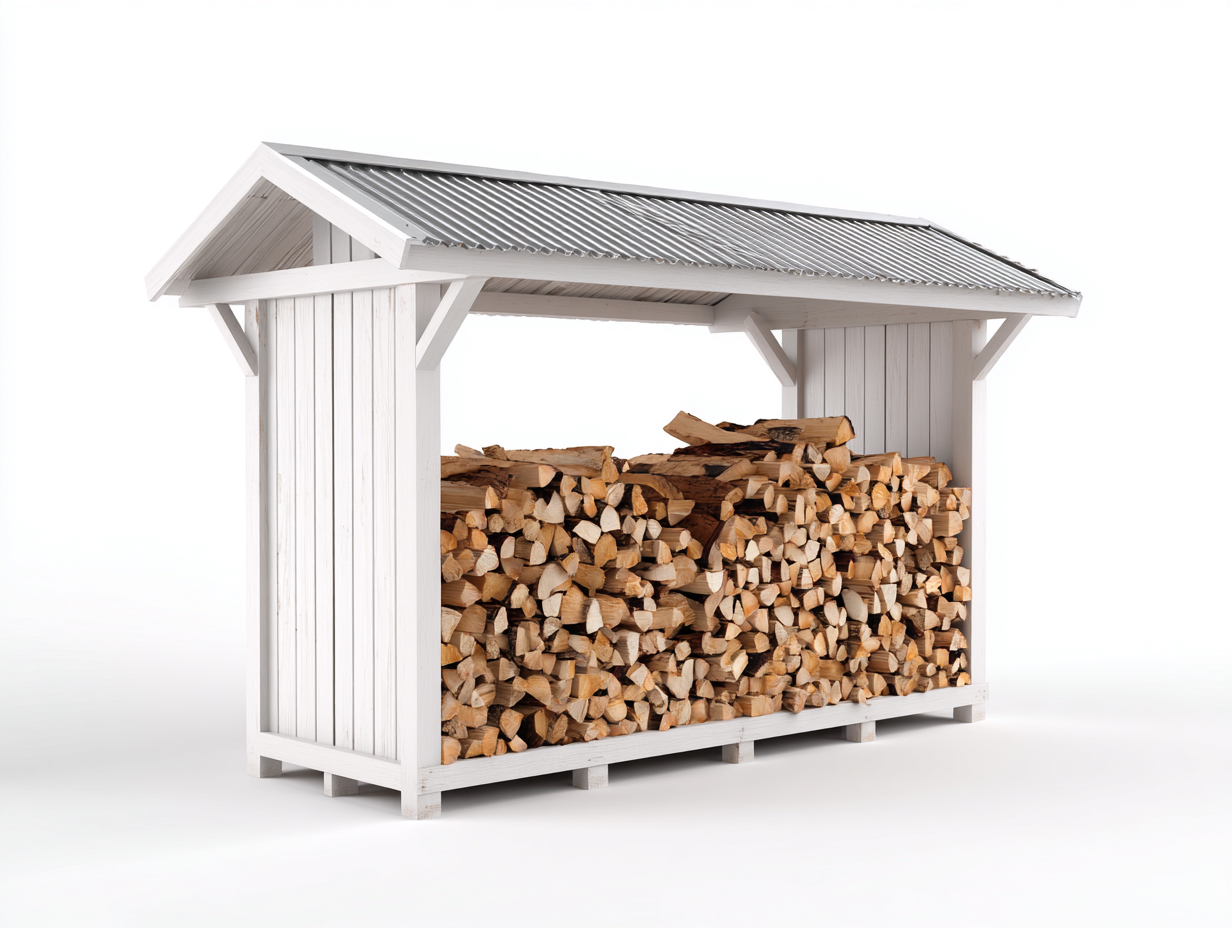 Portalegna da esterno in legno con tetto 180x60x170 cm - bianco - design funzionale per giardino-Cottagobay