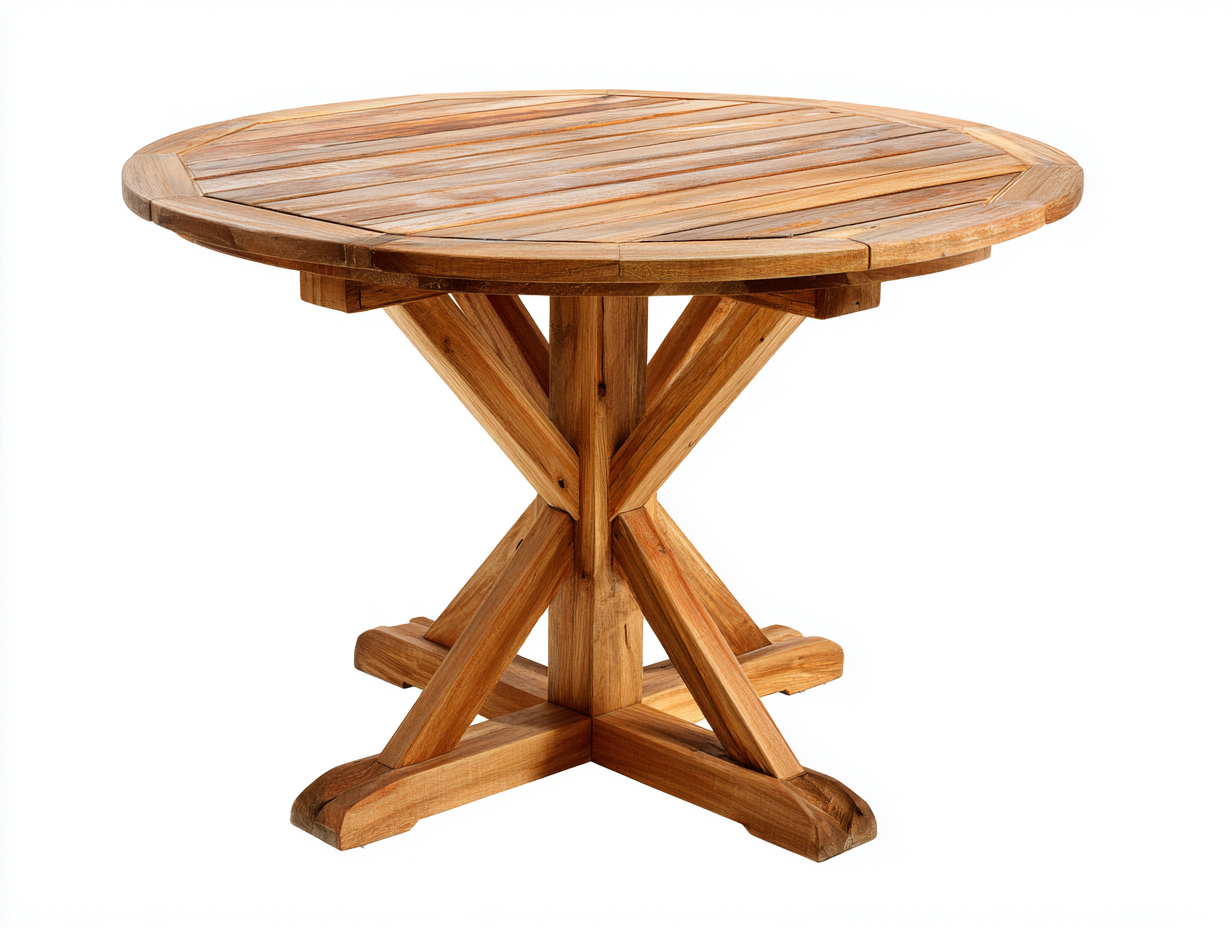 Tavolo da giardino in legno massello 110x110x75 cm - naturale - design rustico per esterno-Cottagobay