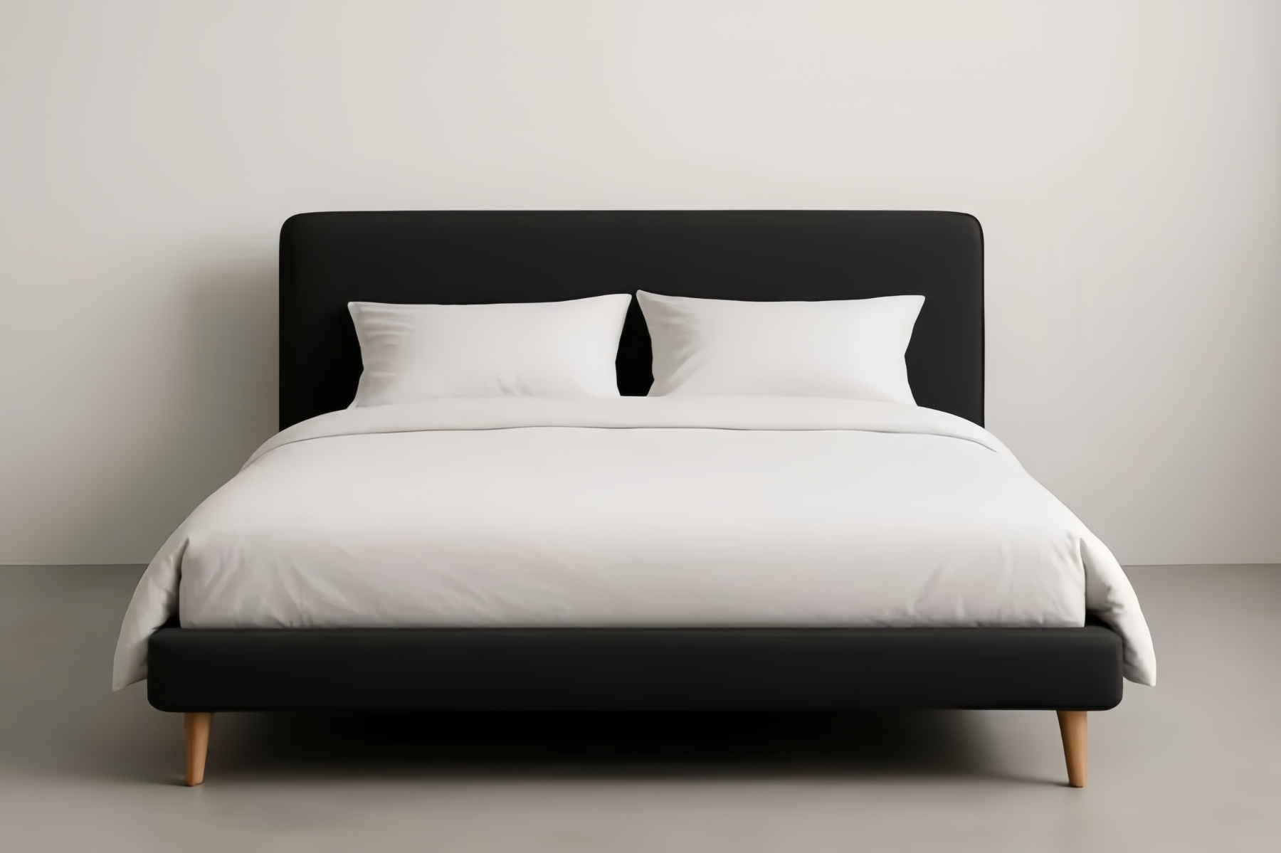 Lit Double en Tissu Noir 200x160×100 cm