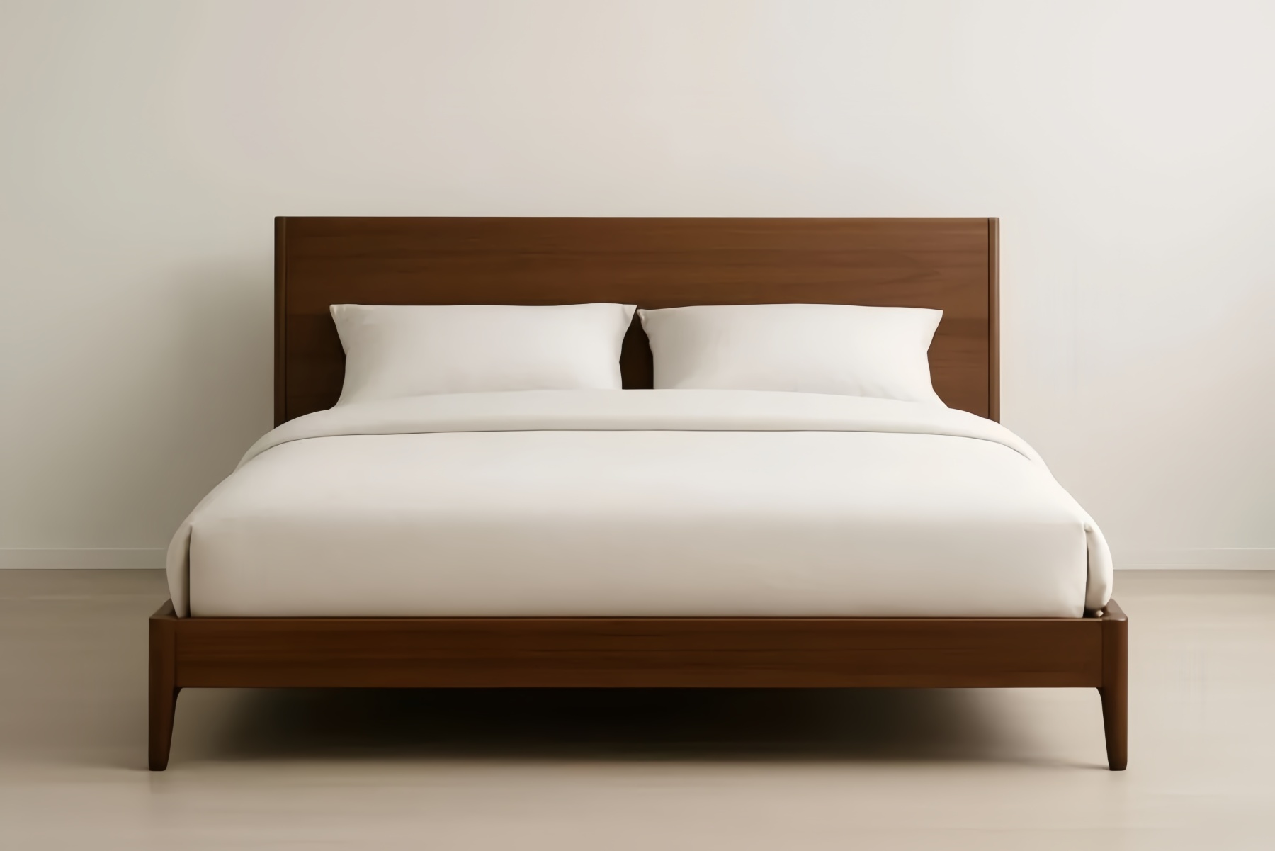 Lit cadre double en bois marron avec matelas et oreillers 200x160 cm