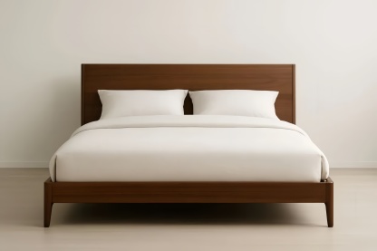 Lit cadre double en bois marron avec matelas et oreillers 200x160 cm