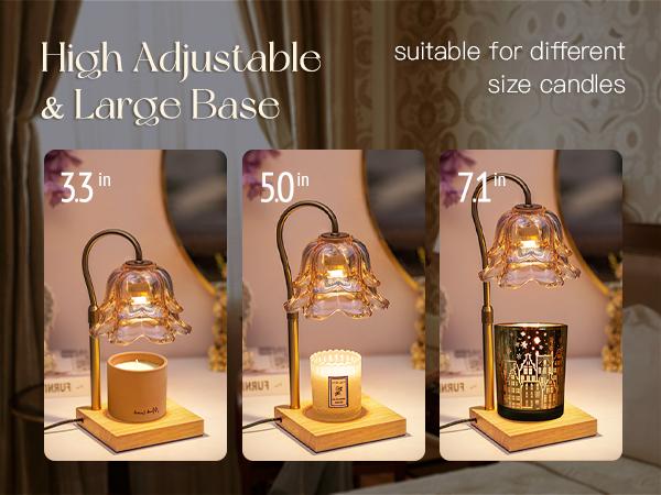 Flower Candle Warmer Lamp, with 2 Bulbs, Height Adjustable with Timer, Unique Glass Lily of the Valley Lamp for Home & Bedroom Decor, Ideal Gift for Birthday/Mother's Day, Valentine's Day gift