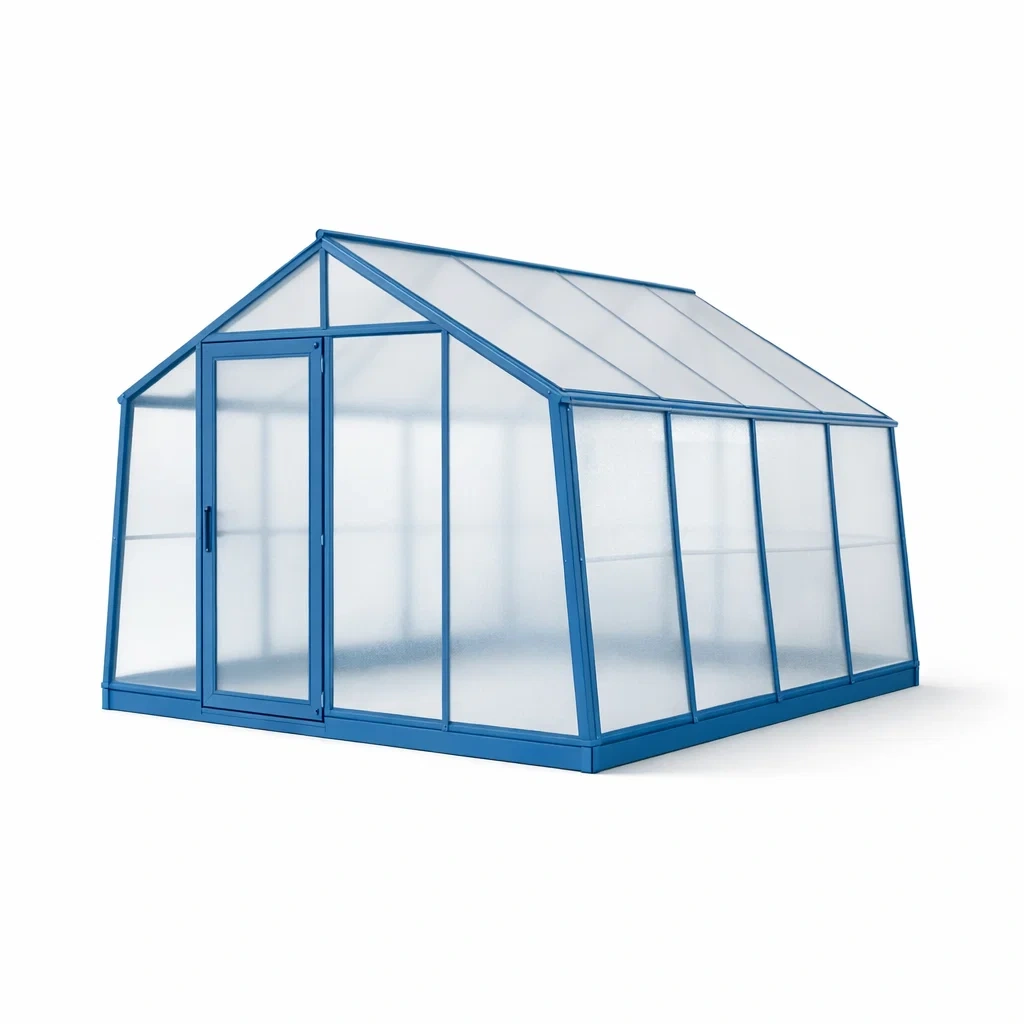 Serra da giardino in alluminio e policarbonato blu 250x300x230 cm-PLUSHSOFAHOME