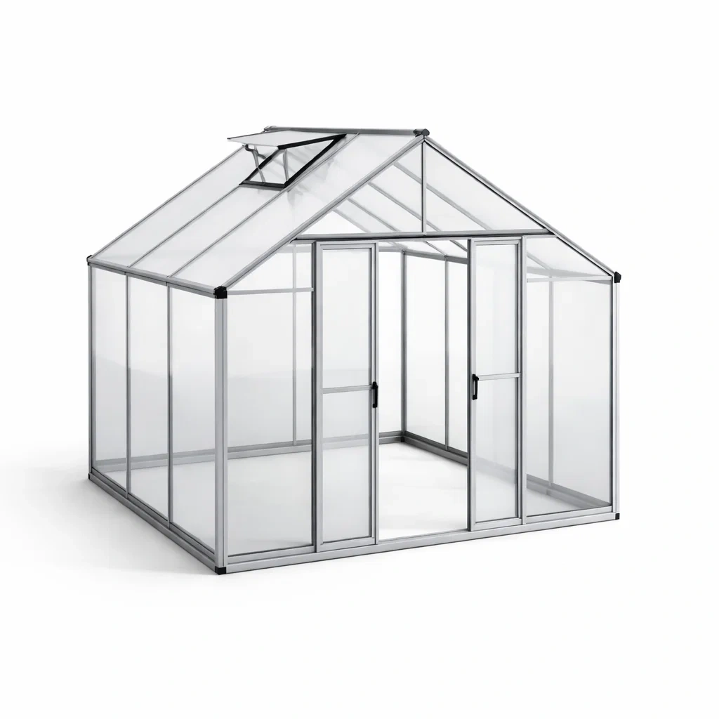 Serra da giardino con struttura in alluminio e pannelli in policarbonato 250x190x195 cm-PLUSHSOFAHOME