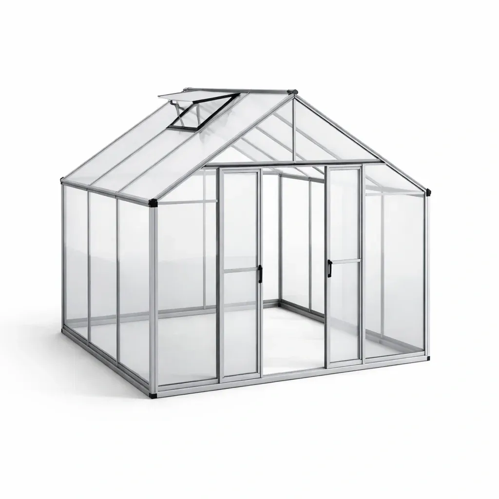 Serra da giardino con struttura in alluminio e pannelli in policarbonato 250x190x195 cm-PLUSHSOFAHOME