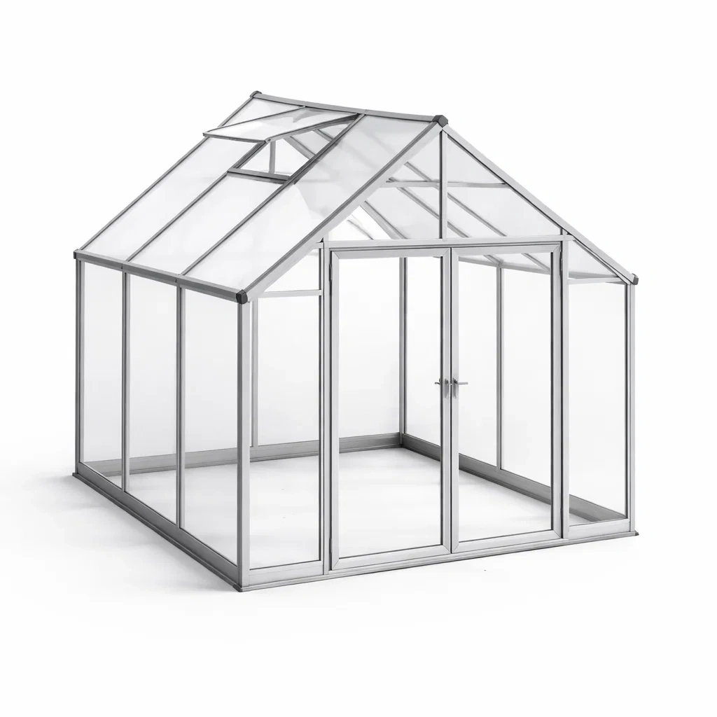 Serra da giardino in alluminio e policarbonato trasparente 190x250x195 cm-PLUSHSOFAHOME