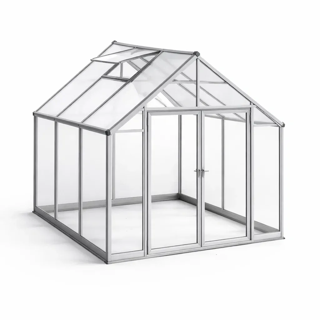 Serra da giardino in alluminio e policarbonato trasparente 190x250x195 cm-PLUSHSOFAHOME